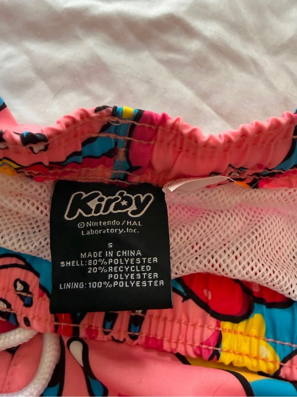 NWT Men’s Nintendo Kirby Swim Shorts Drawstring Waist Rash Guard Pockets Pink